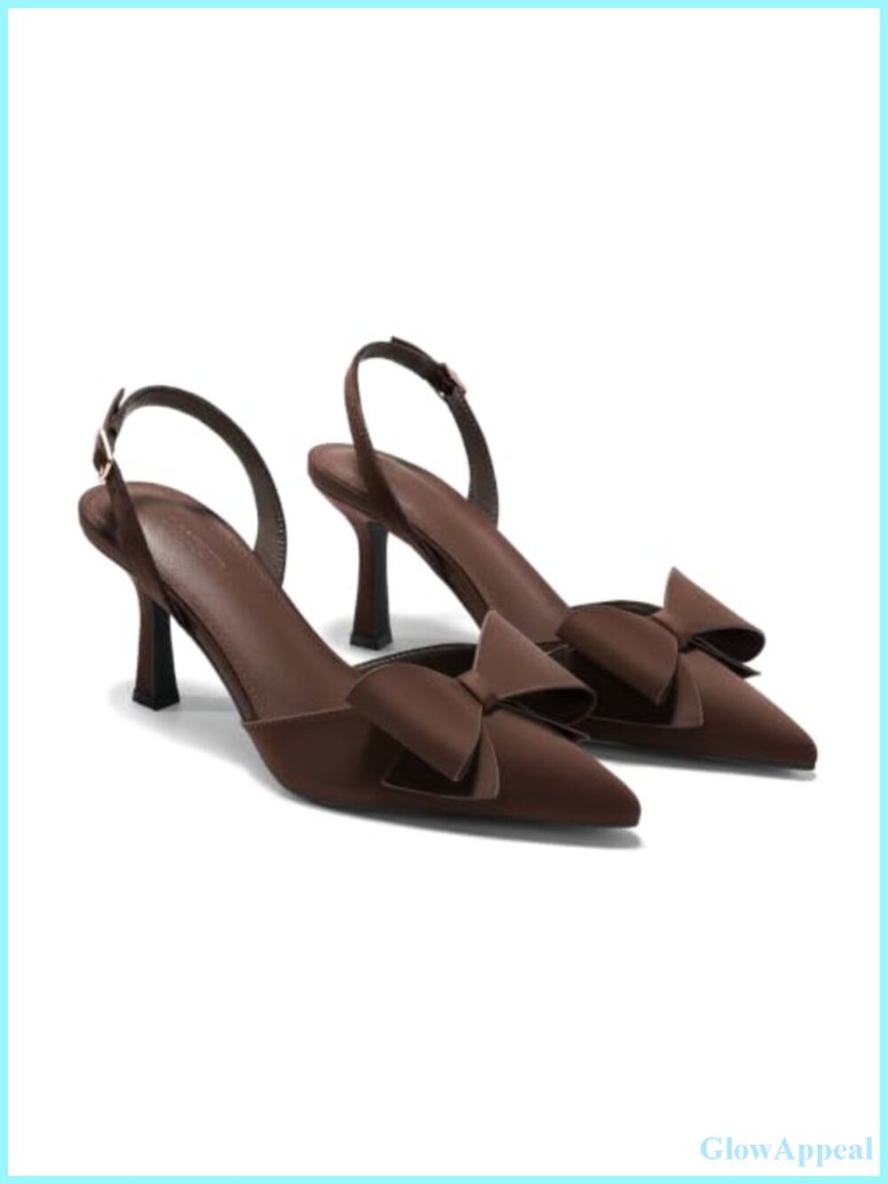 Womens Slingback Kitten Heels Bow Satin Closed Toe Pumps